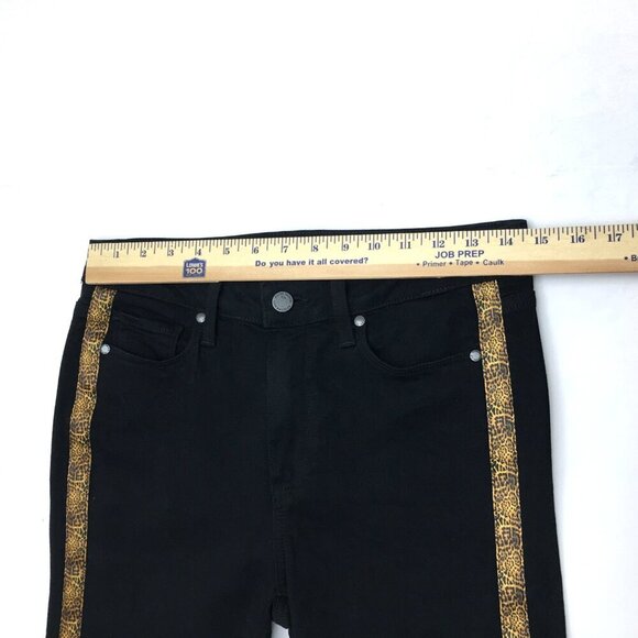 Paige Women's Black Hoxton Ankle Jeans Leopard Print Tuxedo Stripes size 28 - Picture 6 of 10